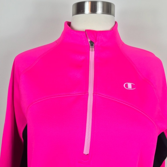 Champion Quarter Zip Fleece Pink w/ Black Sides L - Picture 2 of 8